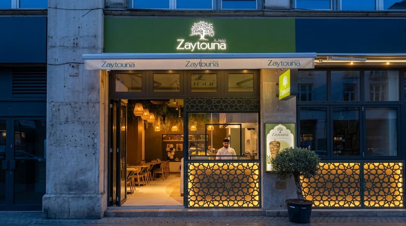 Zaytouna storefront at dusk on Károly körút